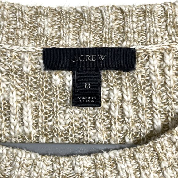 J. Crew Linen Blend Classic Oversized Pullover Sweater Preppy Beige Size Medium - Picture 5 of 10
